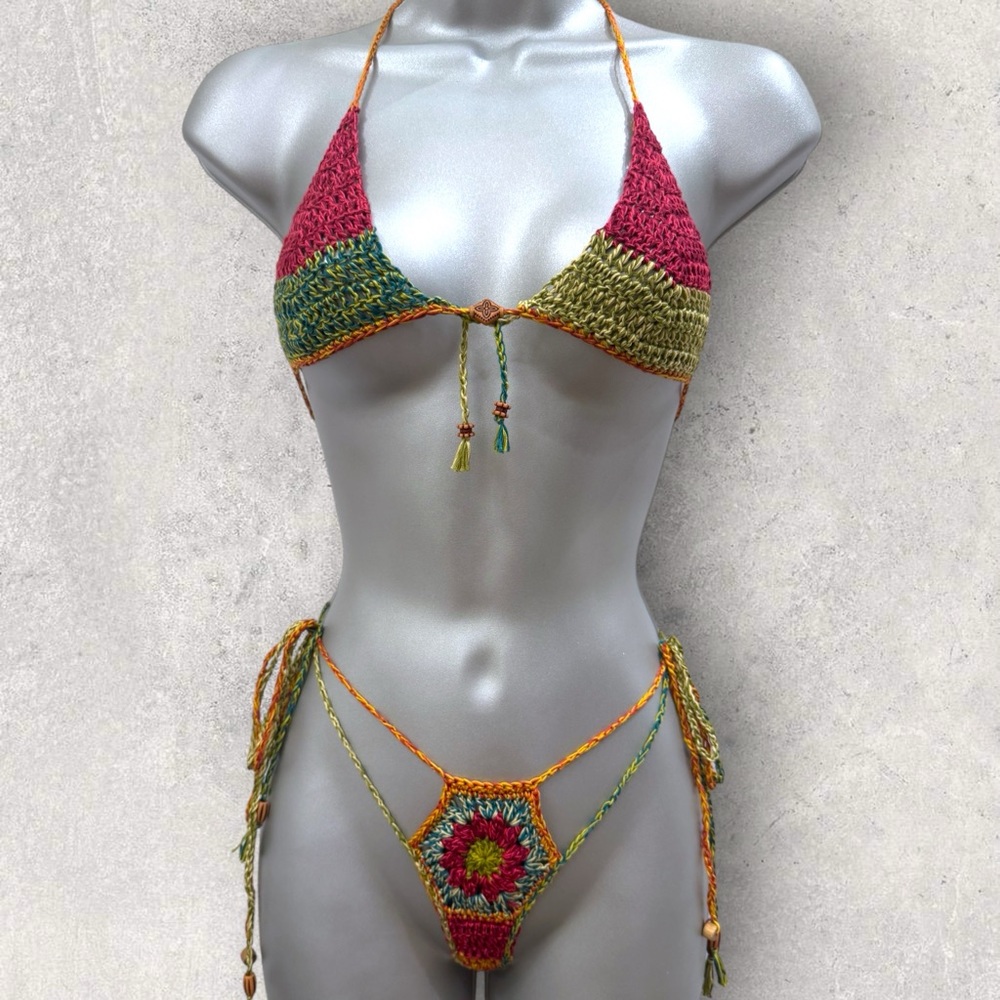 Multicolor Crochet Bikini Set